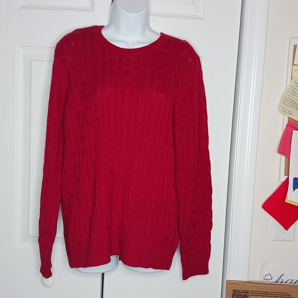 Jeanne Pierre Carmine Red Cotton Textured Sweater NWT Sz XL - Picture 2 of 10